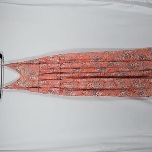 NWOT LaBiz Sleeveless Floral Maxi Dress Pink Orange S Spaghetti Strap V-neck